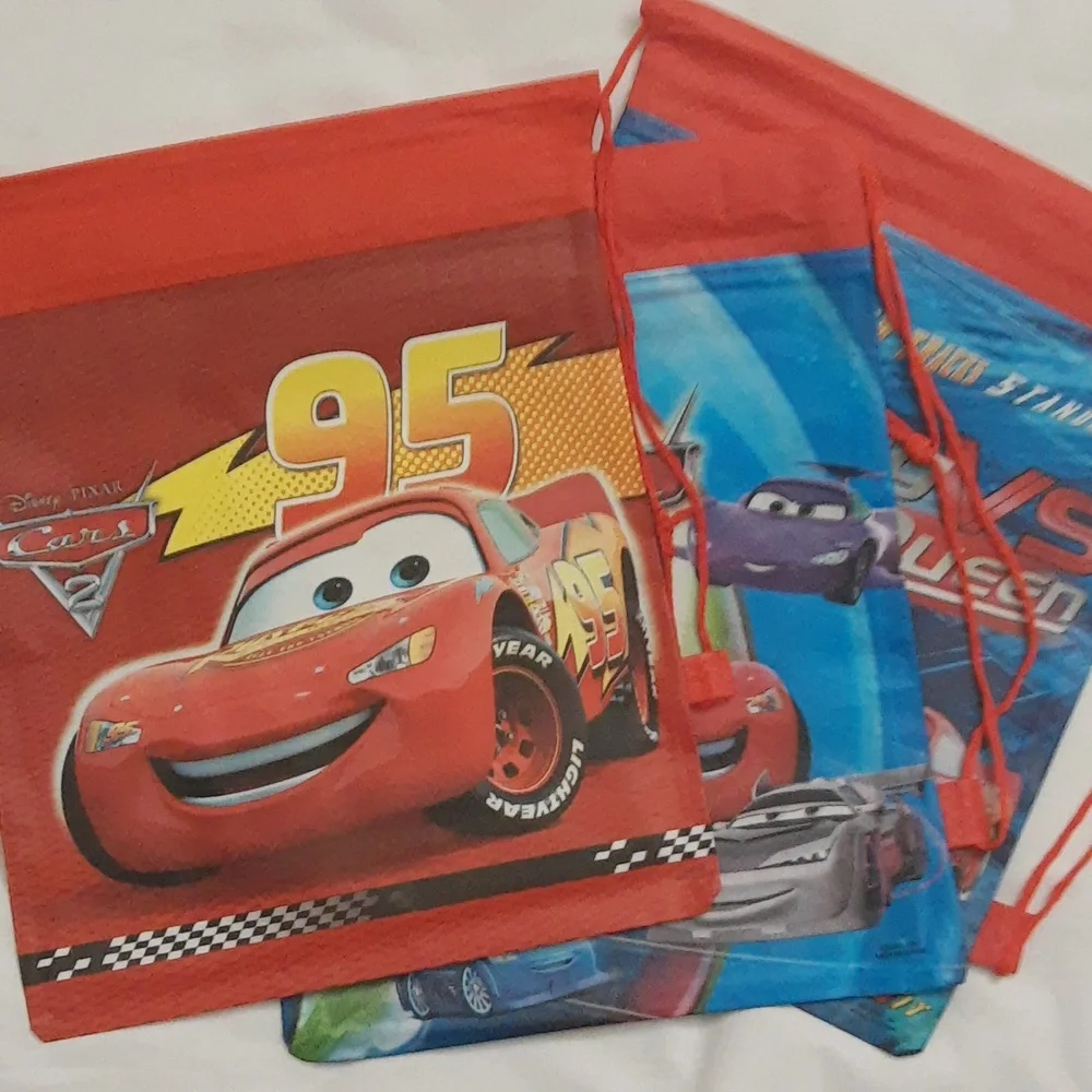 Disney Pixar Cars 2 Lightning McQueen Drawstring Tote Bags Party Favors 12 Pcs